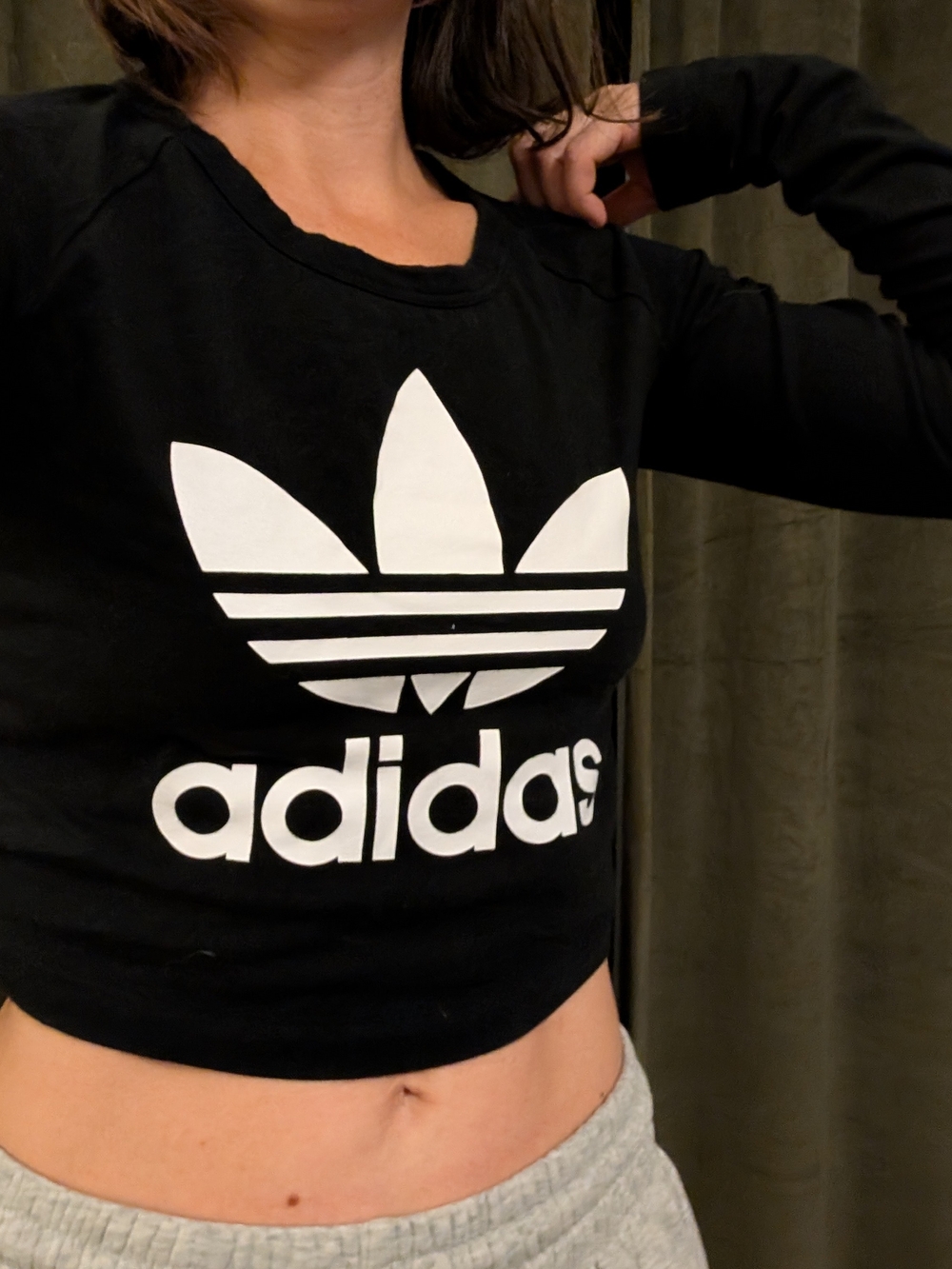 Adidas Women's Black Cropped Long Sleeve Top
